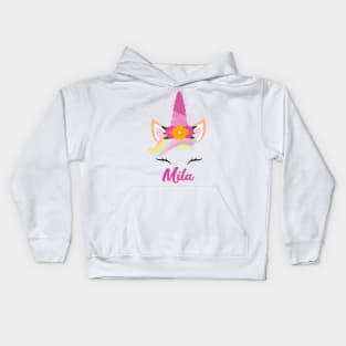 Name mila unicorn lover Kids Hoodie